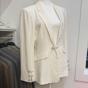 Cinq à Sept Cream Blazer with Silver Details